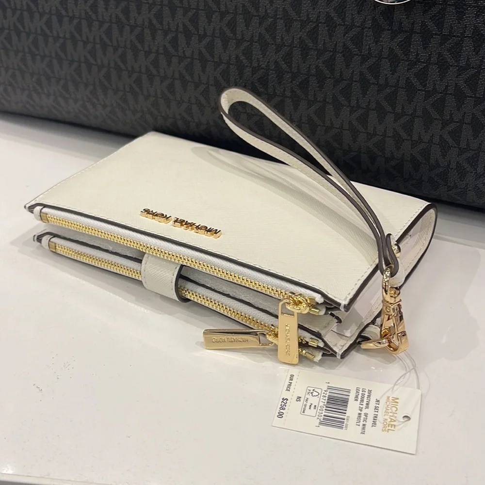 MICHAEL KORS LARGE DOUBLE ZIP WRISTLET WALLET PHONE CASE CLUTCH
Optic White - Picture 6 of 16